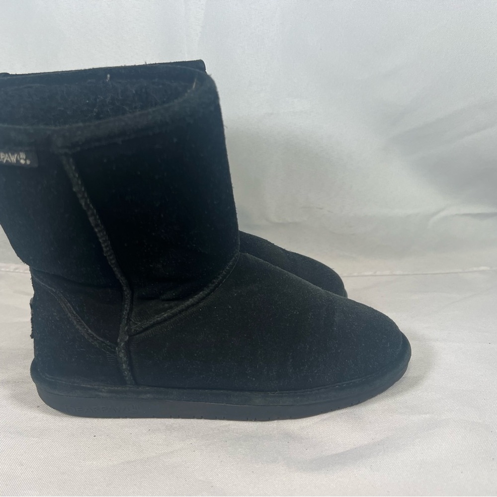 Bearpaw Emma Black Youth Suede Boots Size 4 - Picture 4 of 8
